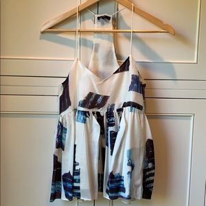 Tibi Patterned Spaghetti Strap Top